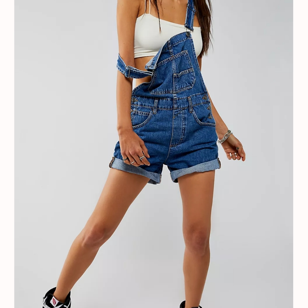 We The Free Ziggy Denim Overalls Shorts XS
